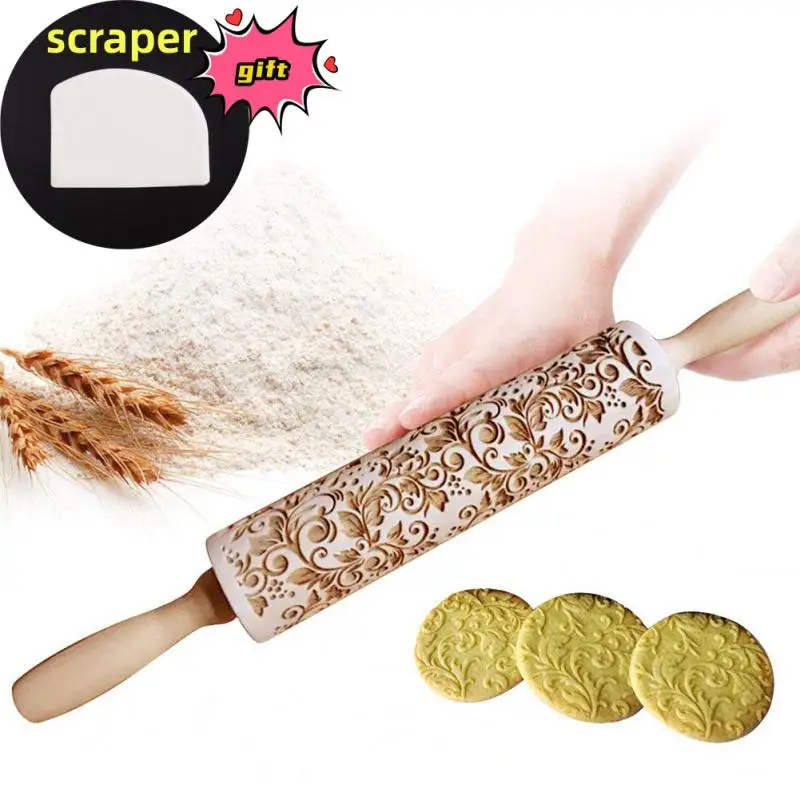 Рождественские скалки Рок Снежинка Лось Деревянное скалка Тиснение Выпечка