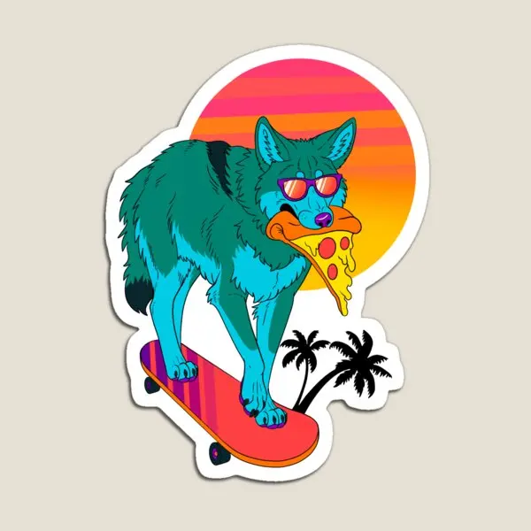 

Ретро волна, Койот, магнитная игрушка для детей, красочный ребенок, милая, забавная, наклейки для холодильника, домашний декор