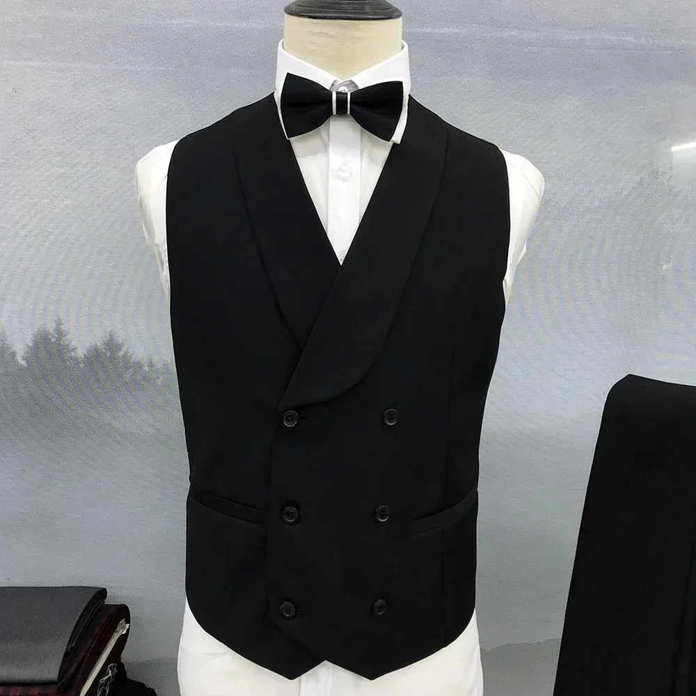 Роскошный мужской костюм темно-синяя блузка из трех предметов пиджак брюки жилет