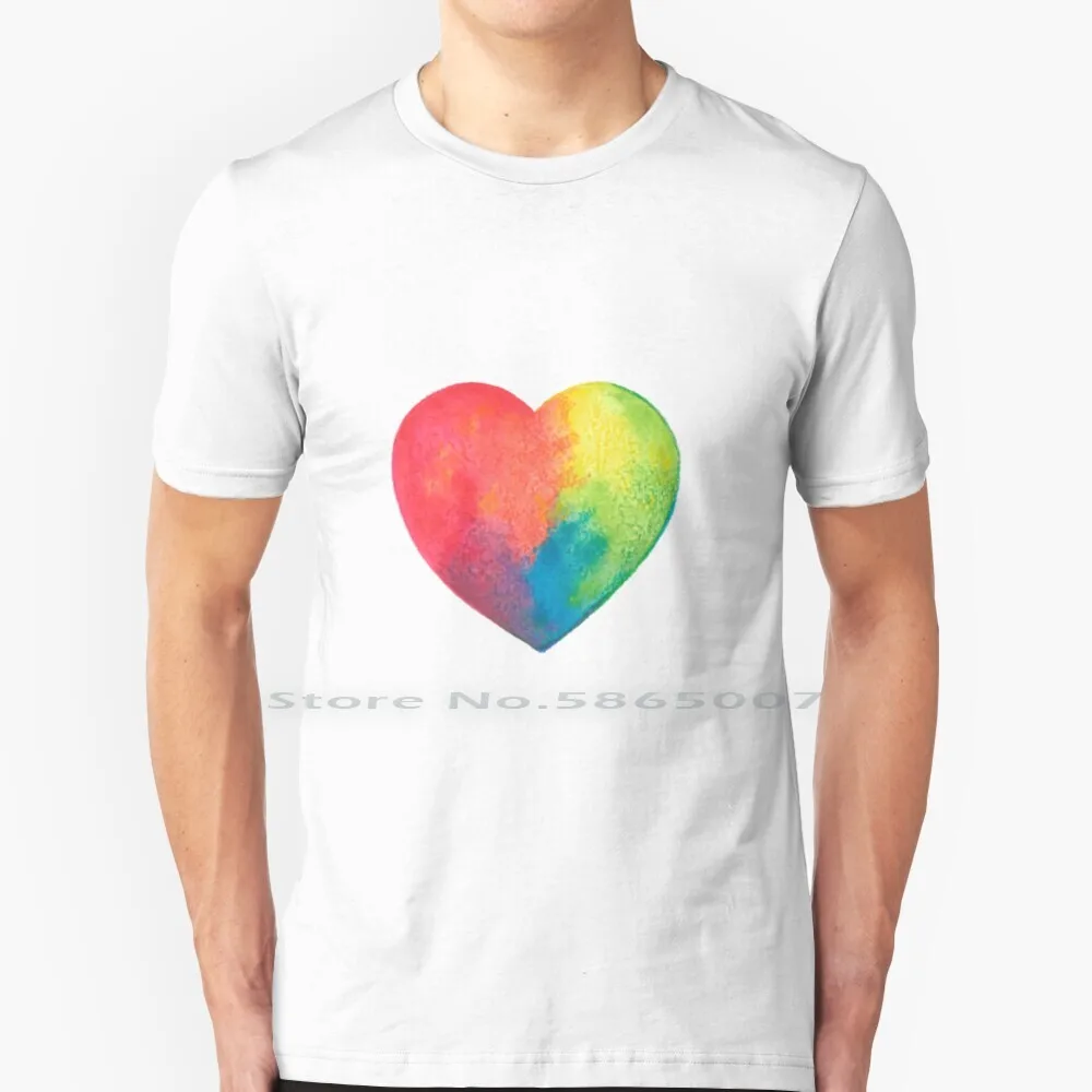 

Футболка с радужным сердцем, 100% хлопок, акварель, Радужное сердце, цветные цвета, любовь, сердечки, Arcoiris, любовь, акварель, цветные