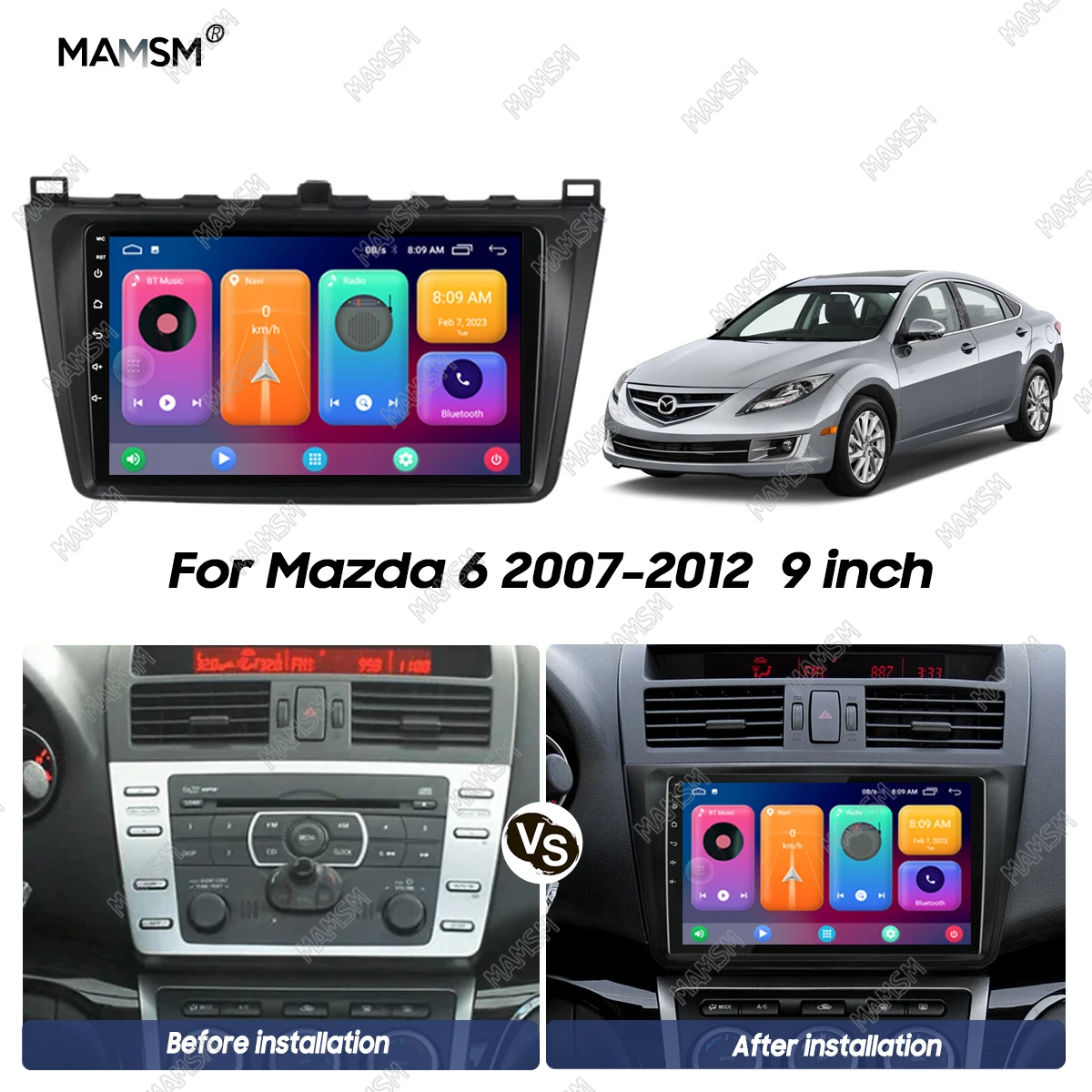 9-дюймовая панель радиоприемника MAMSM для Mazda 6 2007 2008 2009 2010 2011 2012 установки стерео