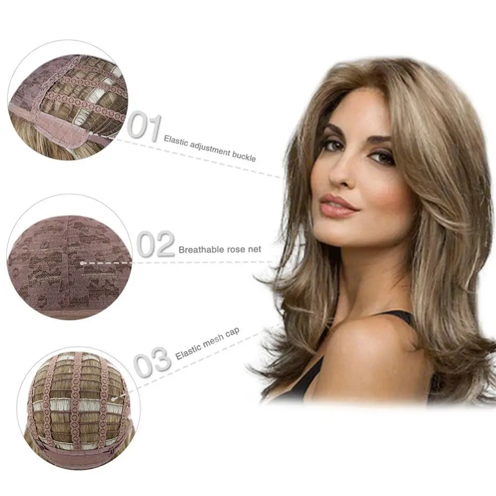 

Extension Women Curly Fashion Hairpiece Wig Gradient Long Wave Hair Rose Net Hairpiece