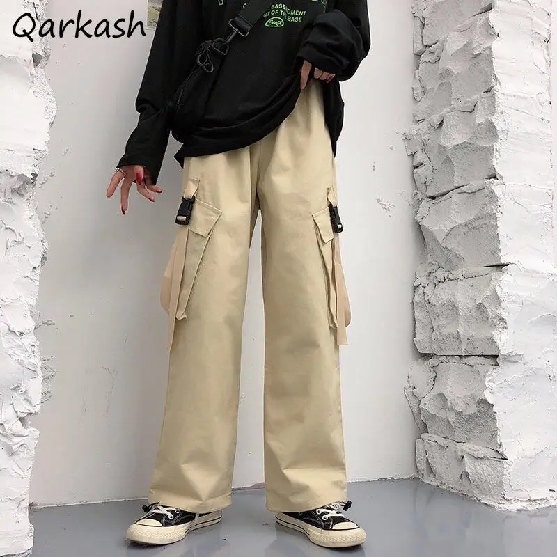 

Casual Pants Women High Street Spring BF Style Female Solid All-match Cool Unisex Fashion Korean Simple Cargo Trousers Popular