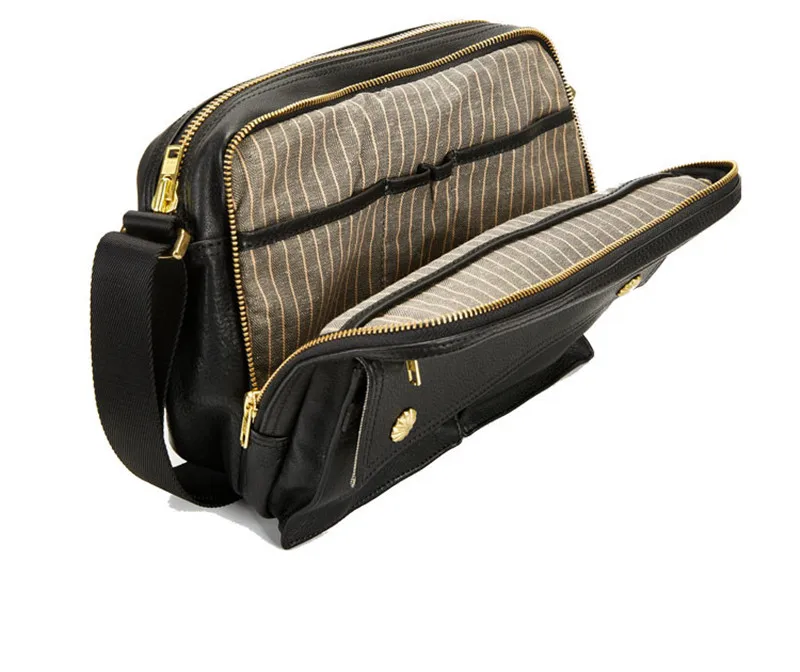 Casual luxury genuine leather men's black messenger bag outdoor designer high-quality natural first layer cowhide shoulder bag