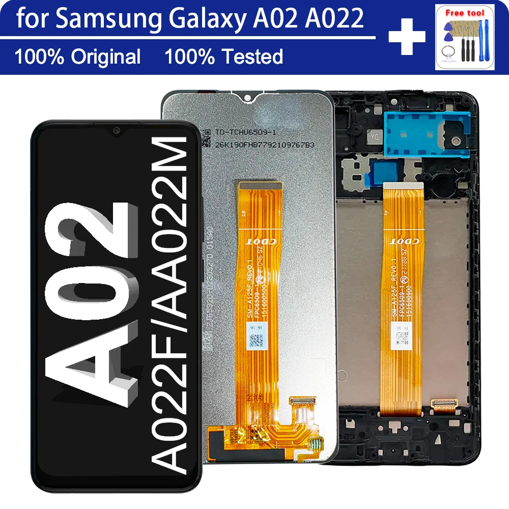 100% Оригинальный ЖК-дисплей для Samsung Galaxy A02 A022, ЖК-дисплей, сенсорный экран, дигитайзер для Samsung A02, экран ЖК-дисплея A022F A022G