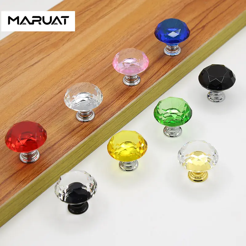 

Transparent 30mm Diamond Shape Design Crystal Glass Knobs Cupboard Pulls Drawer Knobs Kitchen Cabinet Handles Furniture Handle