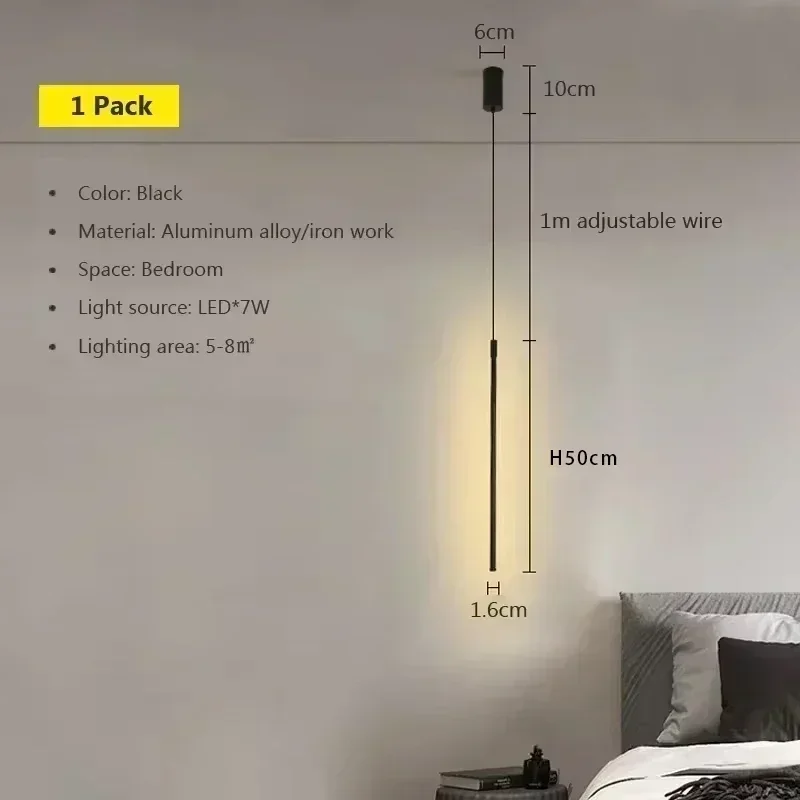 

Подвесной светильник Sanoni, черный, алюминий+акрил, 7Вт