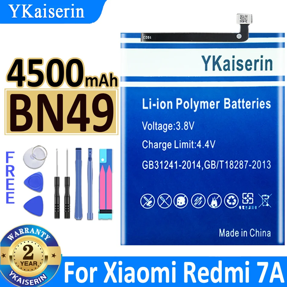 

YKaiserin Battery for Xiao Mi BN49 BN4 9 BN-49 4500mAh for Xiaomi Redmi 7A Replacement Bateria + Free Tools