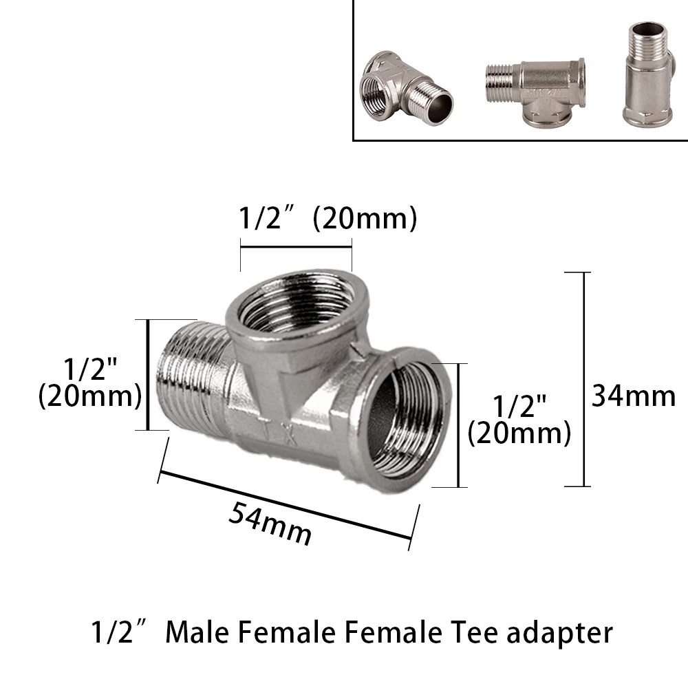 

Металлический тройник 1/2" 3/4" BSP