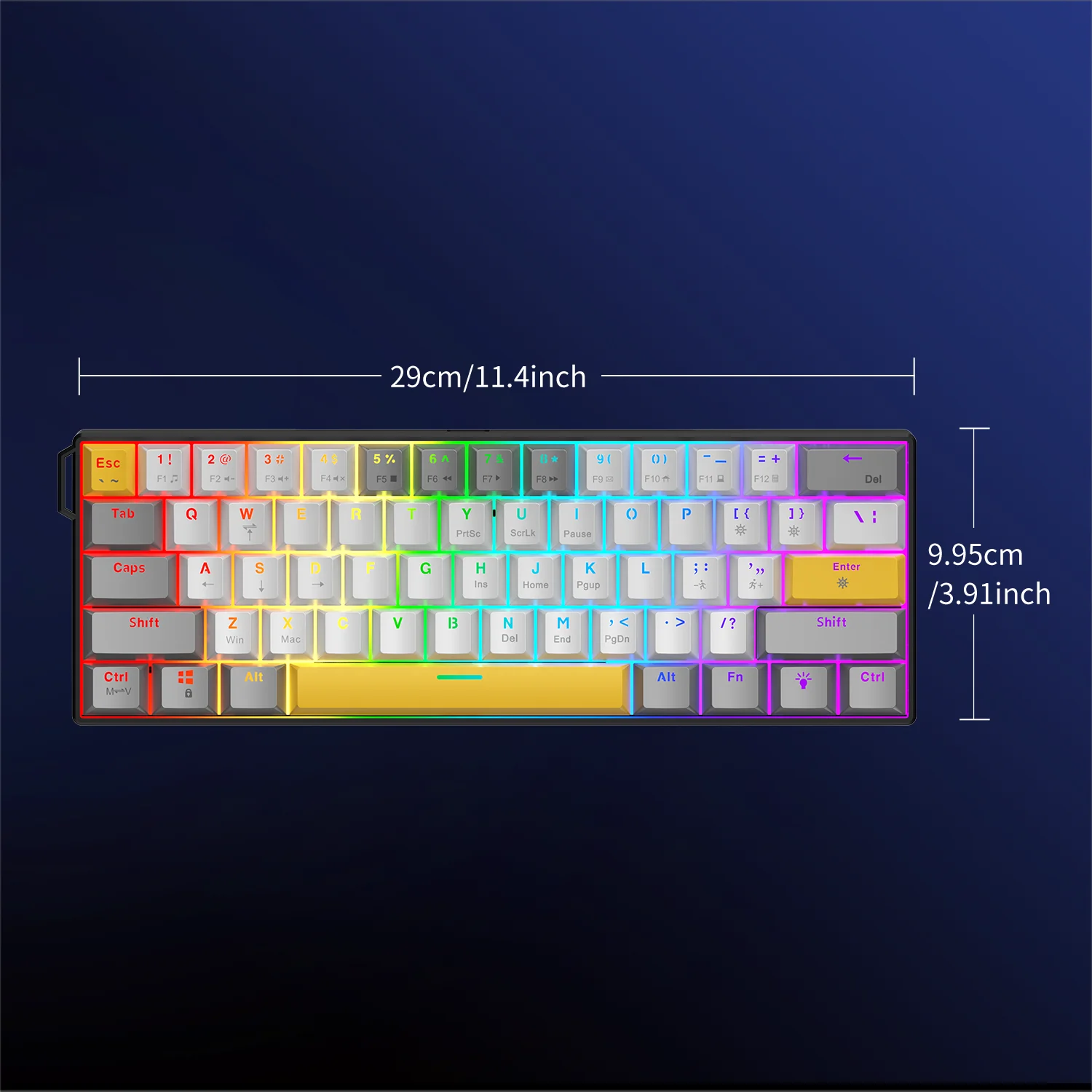 Механическая клавиатура Ajazz NEW NK61 с RGB-подсветкой, проводная, с разборной конструкцией, одноразъемная, с возможностью горячей замены переключателей, Plug and Play, 61 клавиша, для геймеров (art.: 3920d7c812dca) - 3920d7c812dca