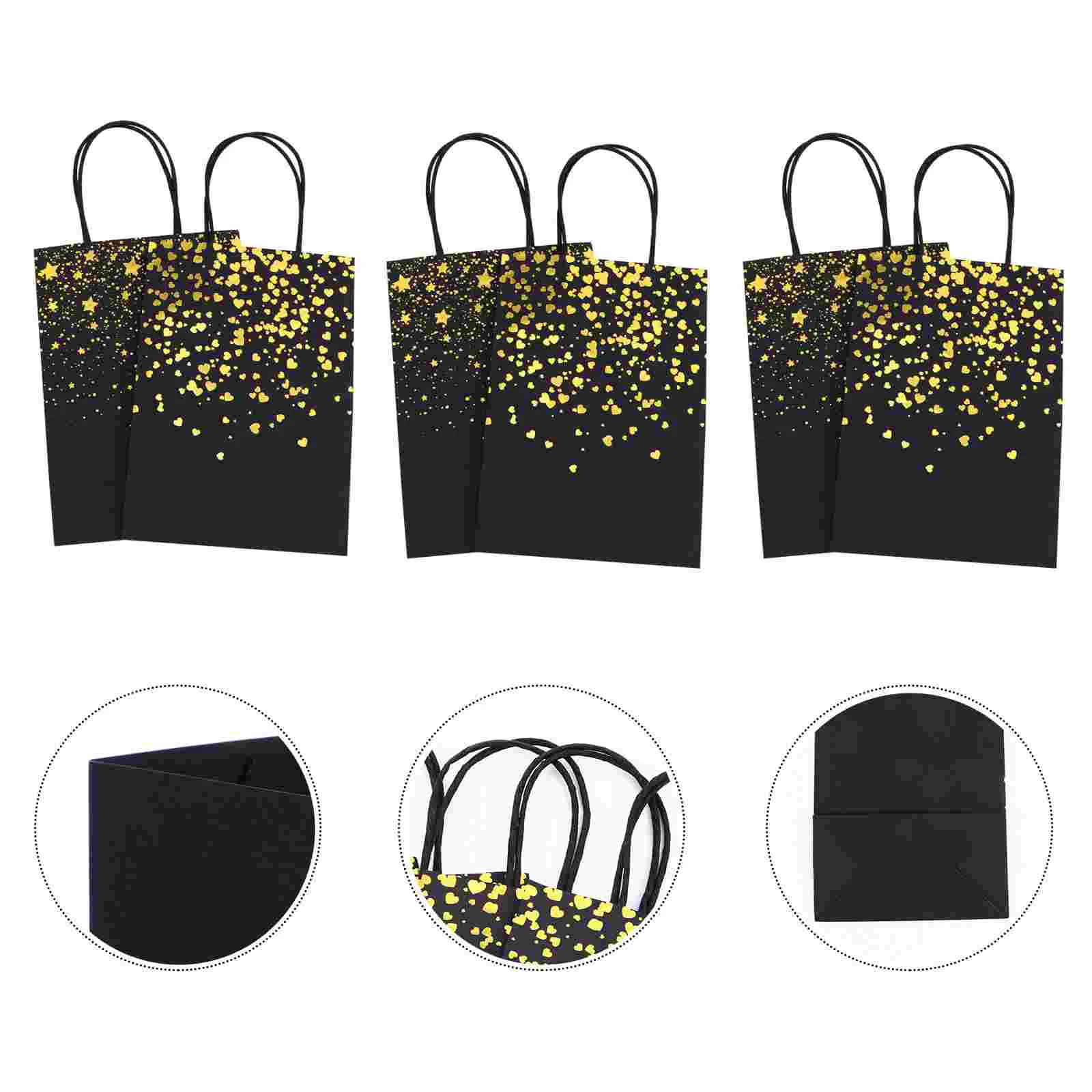 

12pcs Bronzing Handbag Gift Bags Portable Paper Party Bags Packaging Bags
