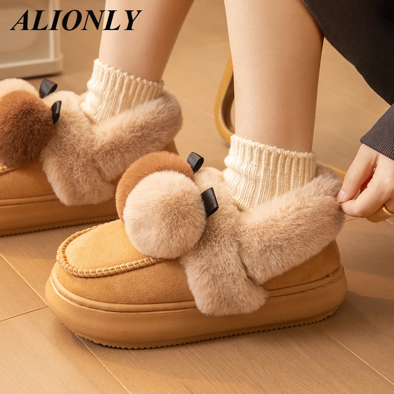 

Alionly 보온화 2022 Women's Winter Snow Boots Home Insulation Outdoor Plush Tthick Soles Cotton Slippers Wholesale