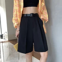 shorts summer student womens clothing solid color loose pockets suit shorts fashion casual 2022 high waist pant woman clothes