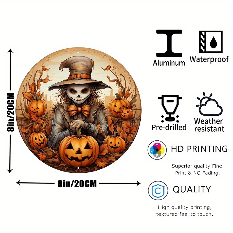 1 шт. 8x8 дюймов алюминиевый металлический знак осенний тимьян венок оранжевый