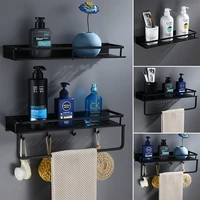 bathroomkitchen shelf with hook towel bars cosmetic shelves square aluminum wall mounted shampoo holder spice rack accessories