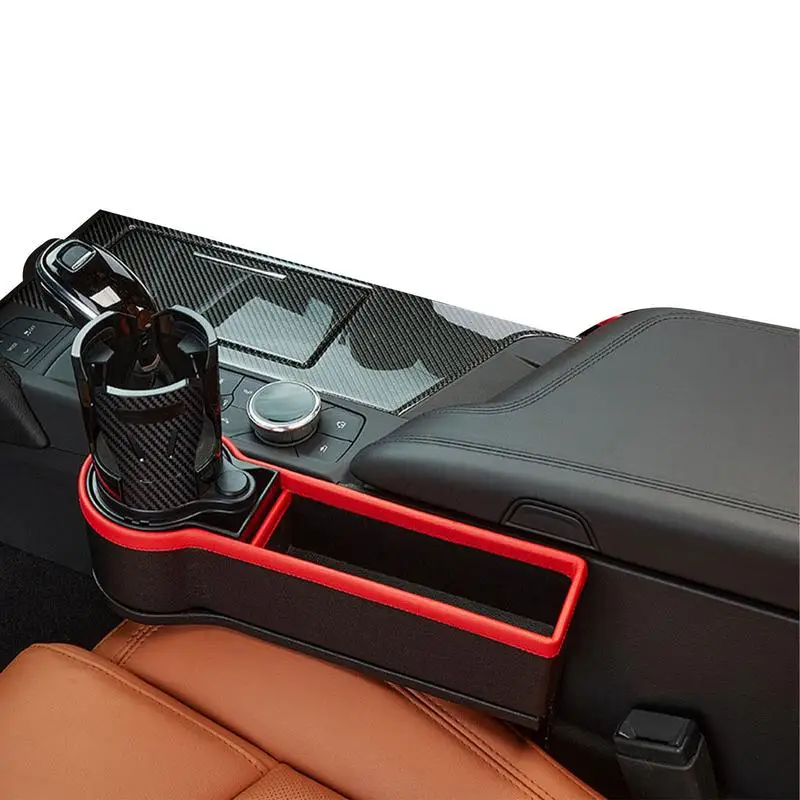 

Органайзер для зазора на автомобильное сиденье, наполнитель для зазора на сиденье автомобиля, универсальный боковой карман на переднее сиденье автомобиля с двойным держателем для чашки, идеально подходит для мобильных телефонов