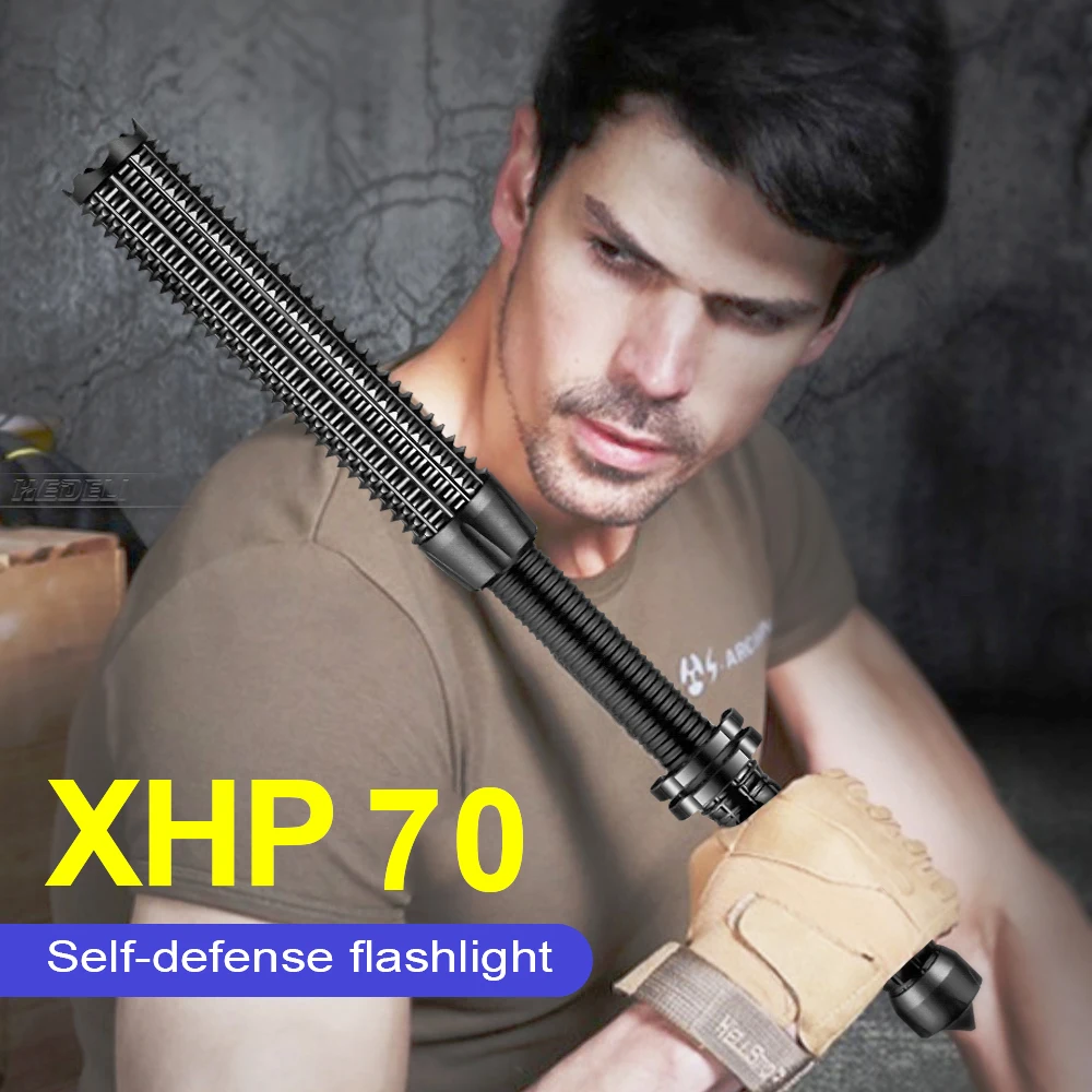 

High Power LED Flashlight Baseball XHP70 Waterproof Lantern Rechargable USB 18650 Tactical Flash Light Baton Torch Hunt Torch