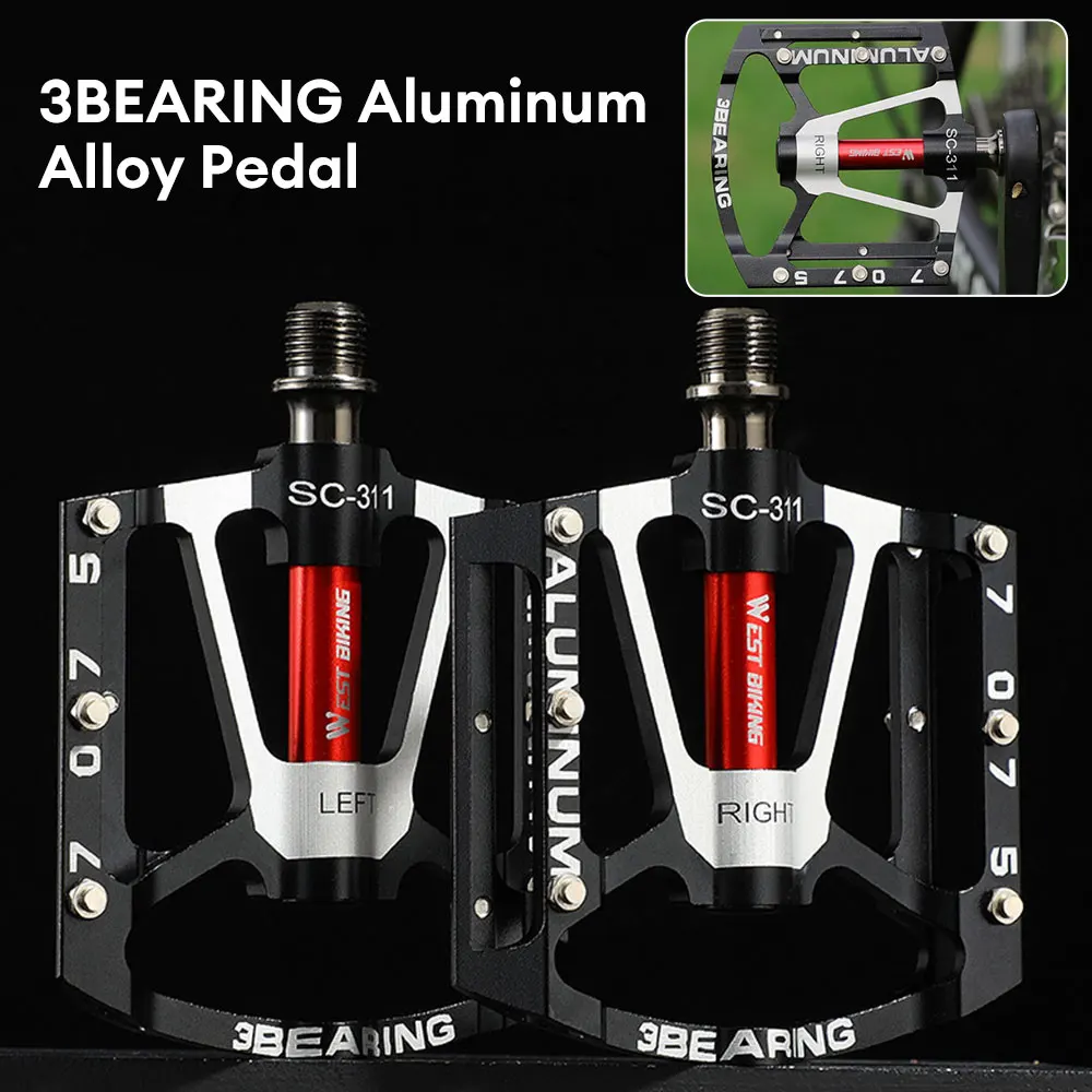 

Bicycle Pedals Aluminium Alloy Mountain Bike Pedals 3 Bearings Non-Slip MTB Road Bike Pedal Cycling Sealed Bearing Bicycle Pedal