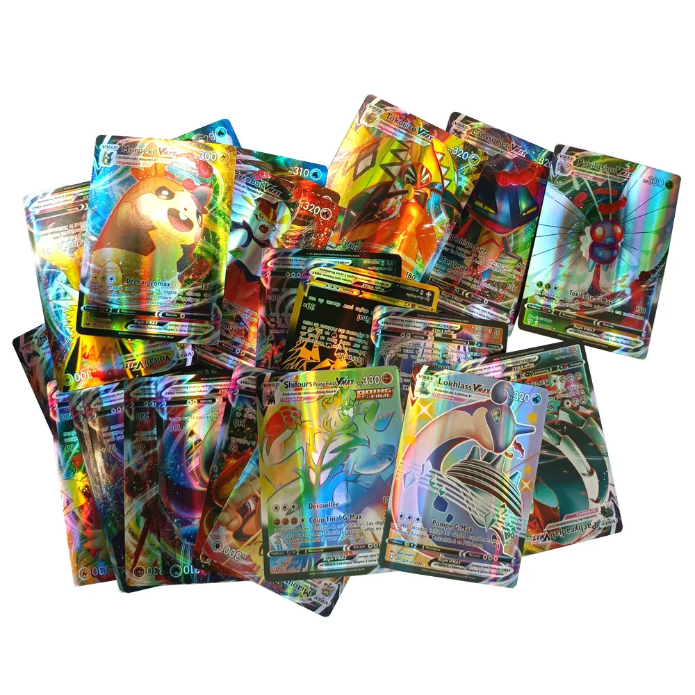 50-100Pcs Pokemon Card Spanish French 100VMAX 200 GX Best Selling Children Battle Desktop Game Tag Team Shining Vmax |