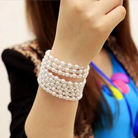 fashion multi layer pearl winding spiral bracelet bangles for women jewelry wholesale charm bracelet bracelets for women