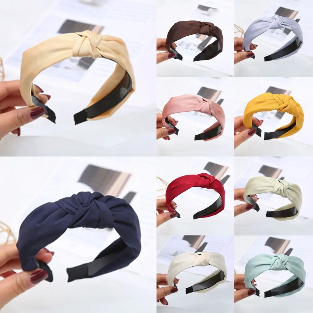 

Wide Top Knot Hair Bands For Women Headdress Solid Color Cloth Headband Bezel Girls Hairband Hair Hoop Female Hair Accessories