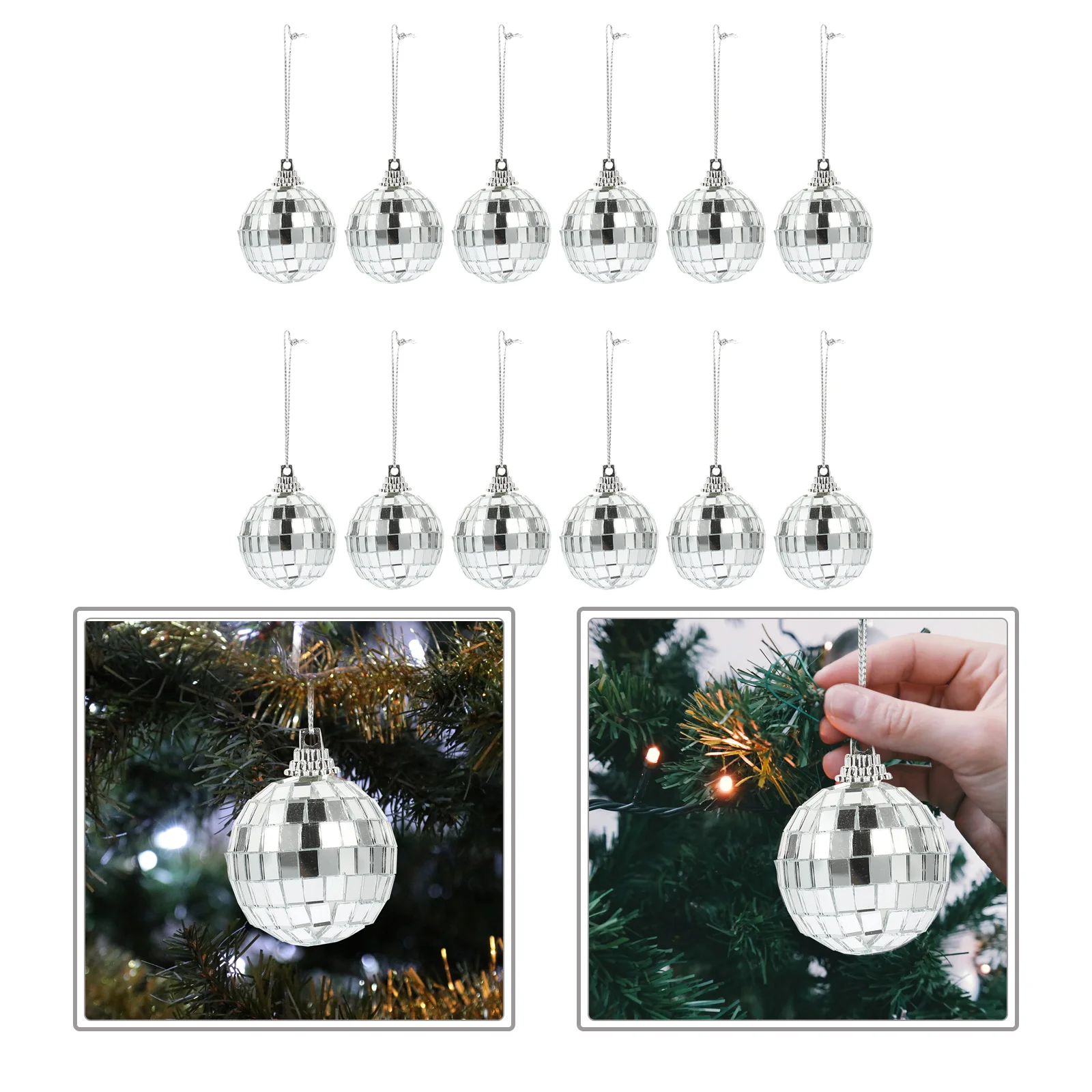 

Sewacc Disco Reflective Ball Xmas Tree Ornament Christmas Bulb Ornament 70S Disco Party Decoration Glass Reflective Sphere