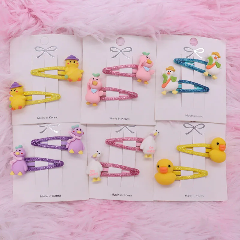 

2Pcs Animals Duck Cute Lovely Resin Hairpins Children Sweet Hair Clip Barrettes Headband Kids Hair Accessories Baby Headdress