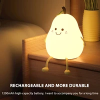 smile pear shape night light mini cute warm table lamp for girls and kids usb charging bedroom decoration