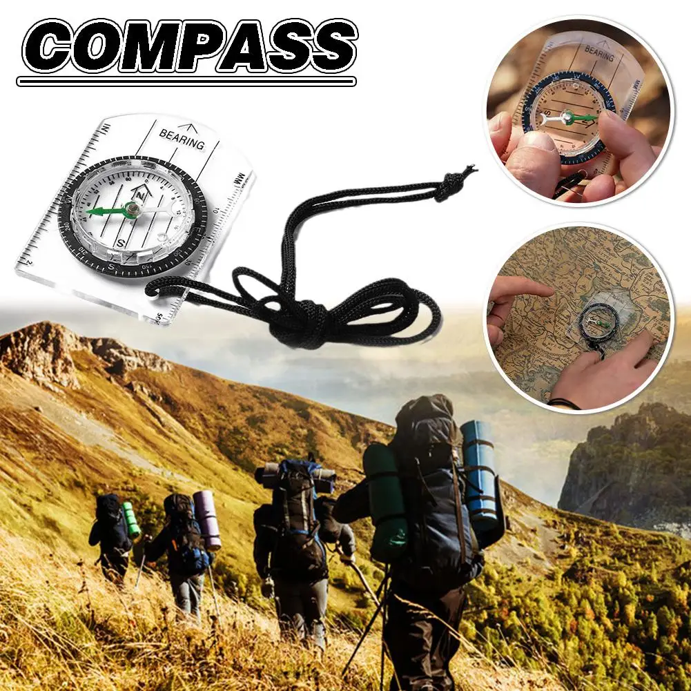

Compass Professional Outdoor Camping Hiking Plastic Transparent Kit Travel Compass Multifunction Military Survival Compass I9X7