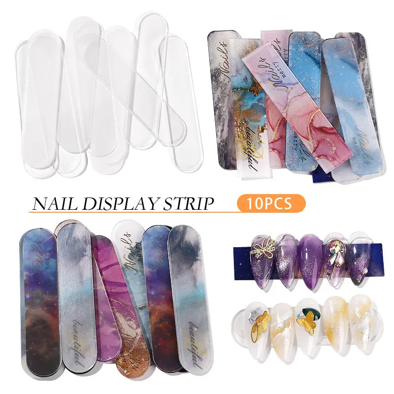 

10pcs/set Round Square Nail Display Strip Japanese Nail acrylic Clear display board Nail Holder accessories