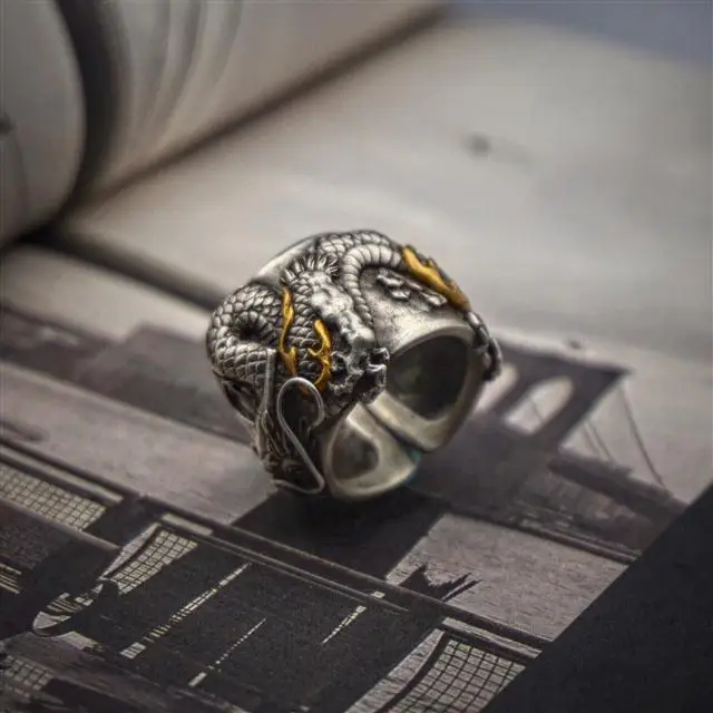 

New Vintage Fashion Dragon Ring Unisex Hip-hop Punk Open Ring Banquet Jewelry Accessories Gift
