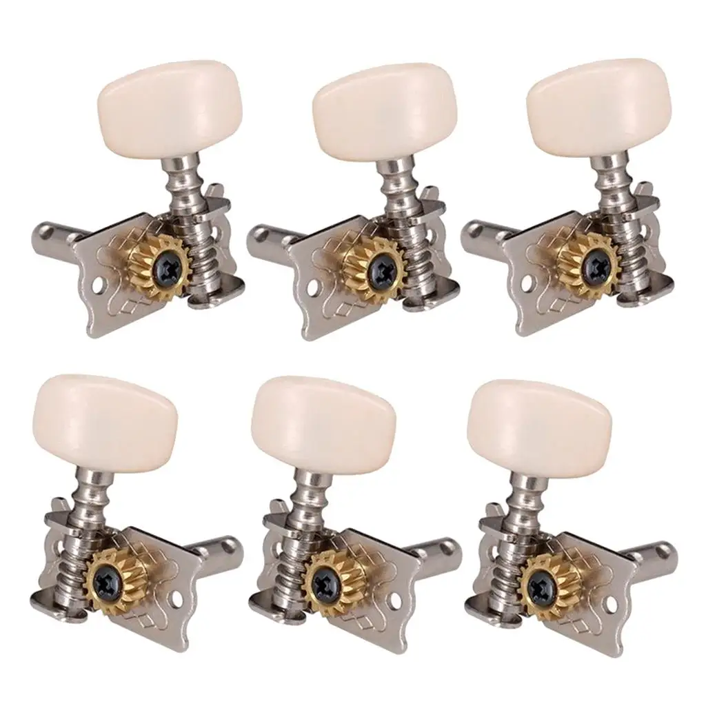 

A Set 6Pcs 3L 3R White Locked String Tuning Pegs Key Tuners Machine Heads