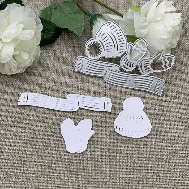 

Шарф, шляпа и перчатки, металлические трафареты для резки, трафареты для «сделай сам», скрапбукинг, декоративное тиснение, ручная работа, штамповочный шаблон, форма