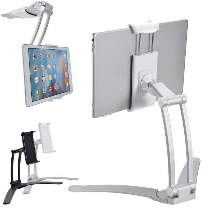 

Multifunction Kitchen Fold Wall For i-Pad Tablets Holder Mount Bracket Adjustable Phone Stand Aluminum Alloy + ABS Black/ White