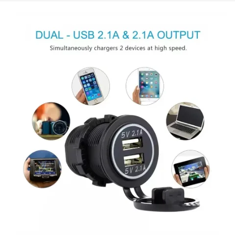 Автомобильное зарядное устройство с двумя USB-портами, а, 12 В/24 В