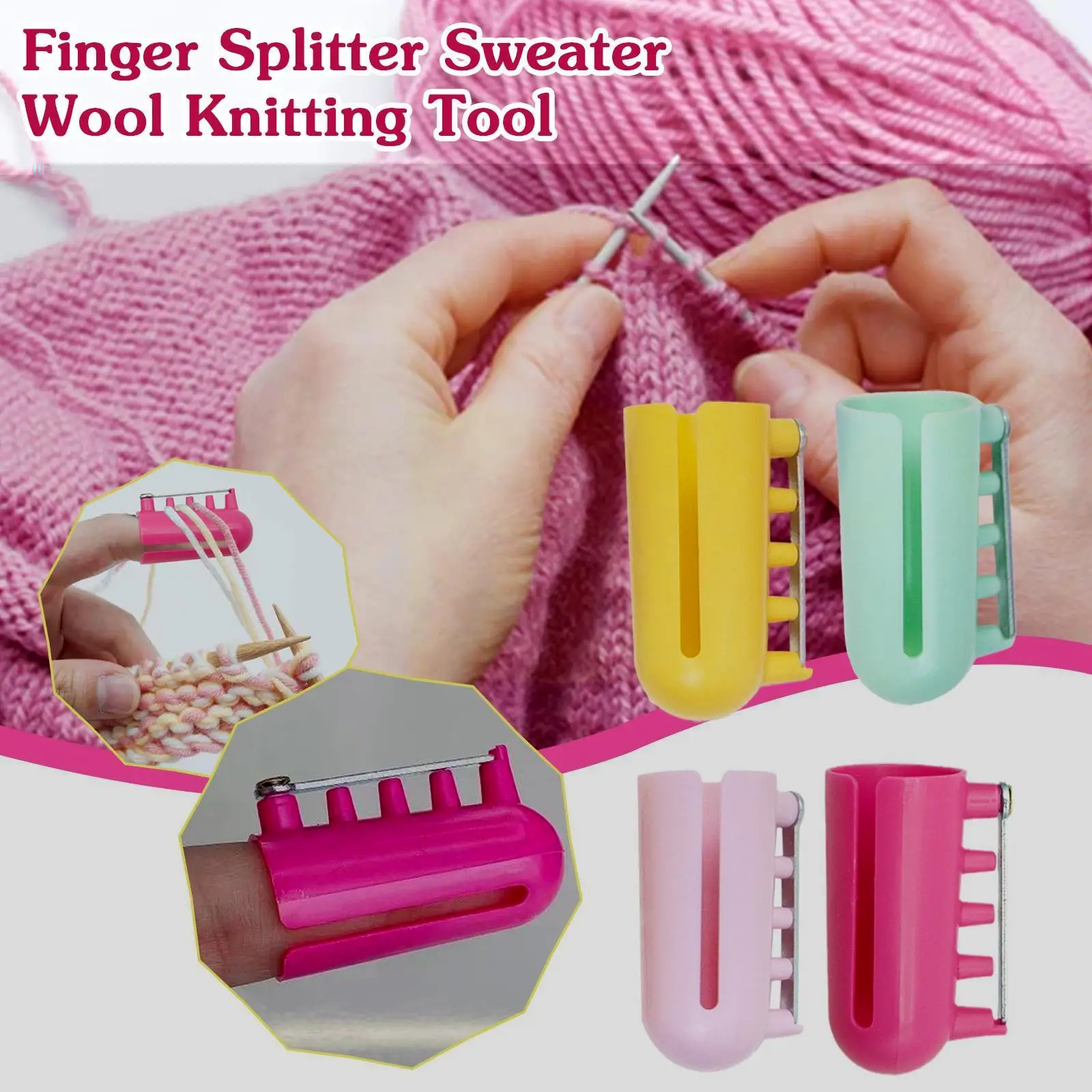 

1Pcs Finger Splitter Sweater Wool Knitting Tool 4 Yarn Guide Plastic Accessories Sewing Thimble G2Q5