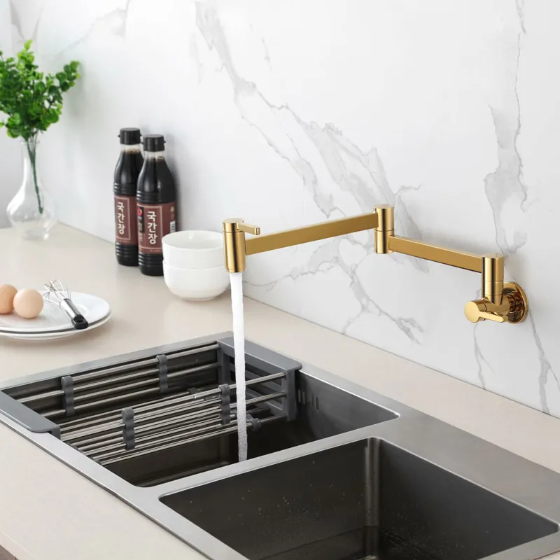 Складной медный смеситель для кухни Torneira Cozinha Parede