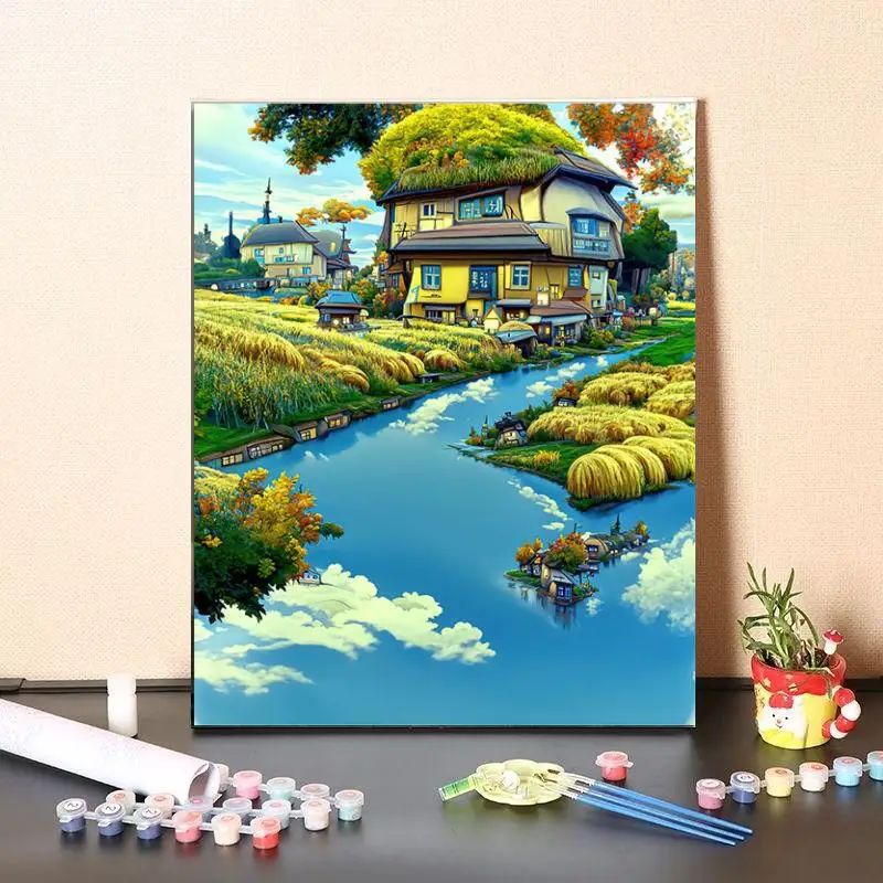 Цифровая масляная живопись сделай сам большого размера серия деревенского