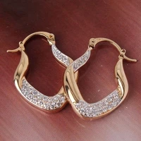 fashion luxury zircon geometric v earrings gold color hoop earrings jewelry ear rings for women wedding anniversary gift