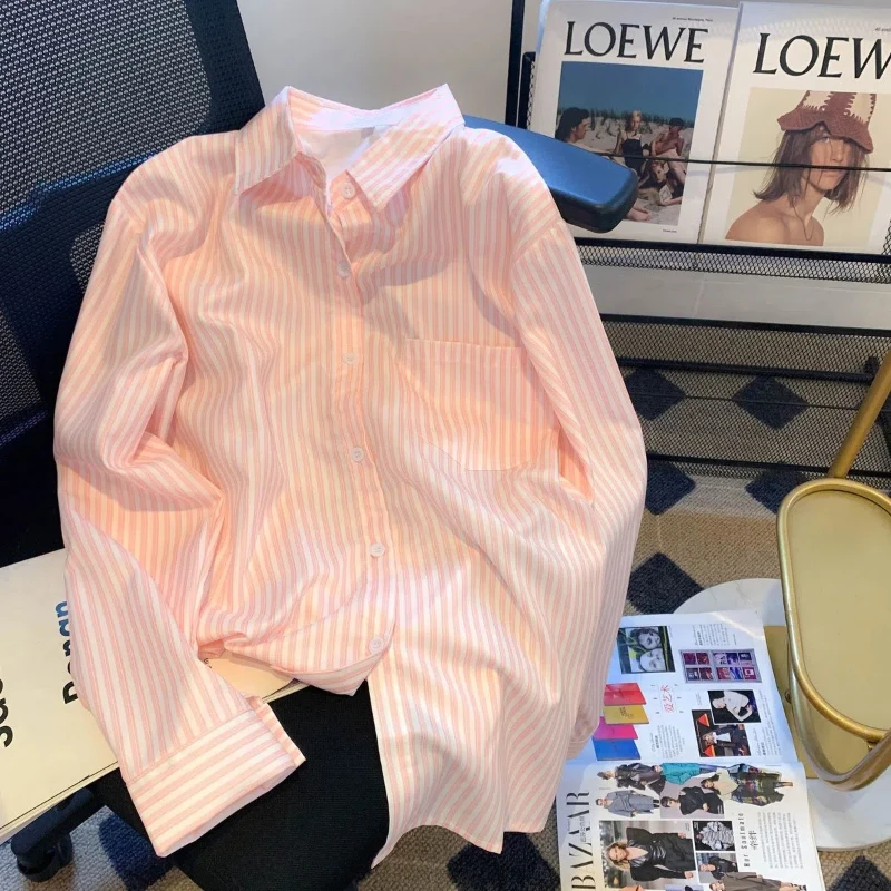 Женская одежда весенне-осенний полосатый офисный кардиган с длинными рукавами