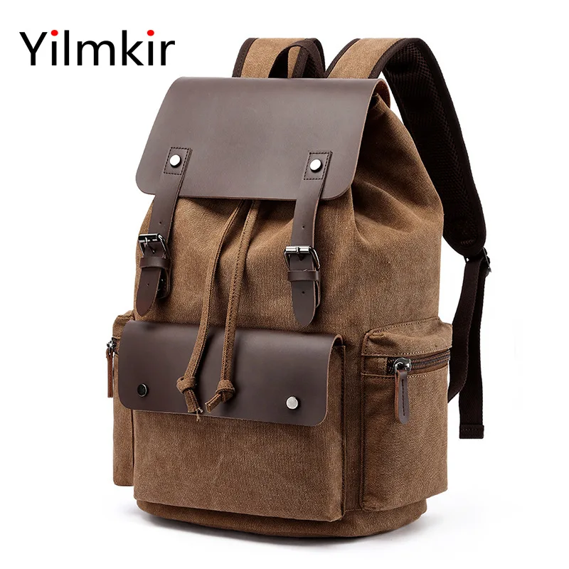 

Fashion Men's Canvas Student Laptop Bag Leisure Travel Outdoor Sports Mountaineering Large Capacity Multifunctional Backpack