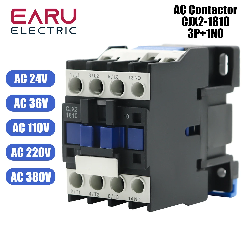 

Контактор EARUELECTRIC CJX2-1810 18А 3-фазный 3-полюсный