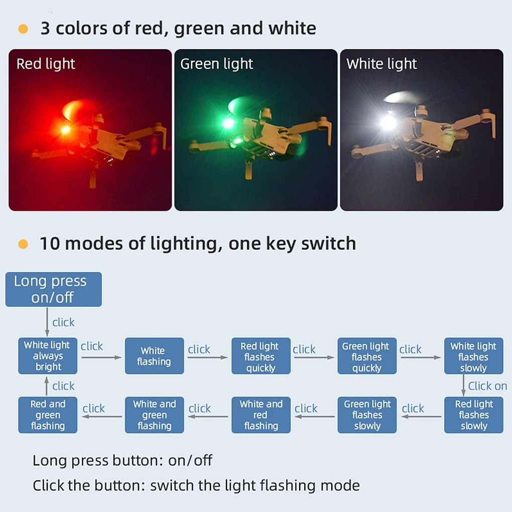 

Drone Strobe Light Universal LED Anti-collision Flashing Signal Lamp 3 Colors Replacement Lightweight Flight Lighting
