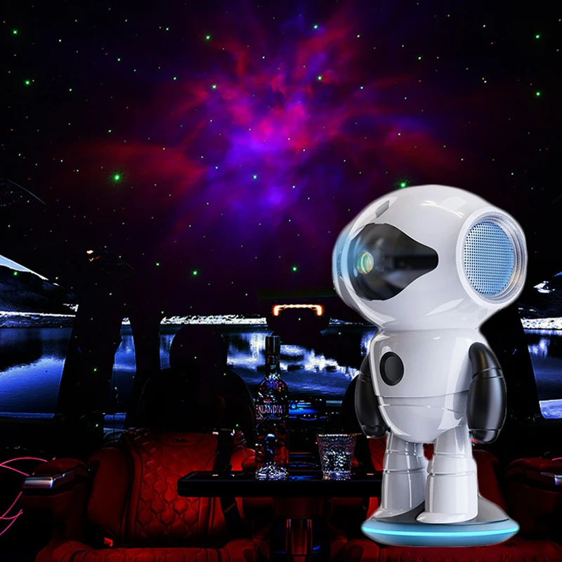 LED Astronaut Star Projector Colorful Nebula Projection Lamp Night Light Romantic Bluetooth Audio Spaceman Ornaments Bedroom
