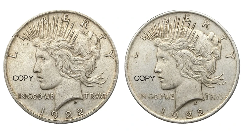 

Серебряная копия монеты США 1922 года "Один доллар мира", два лица