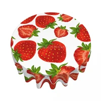 round tablecloth 60 inch strawberries seamless table cover for dinner kitchen