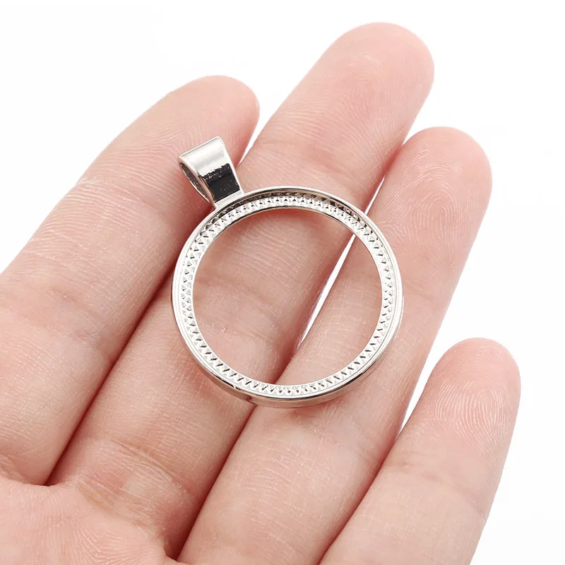 10pcs/lot Round Hollow Bezel Pendant Base Setting Frame Blank Tray for DIY Jewelry Handmade Crafts Making Accessory - купить по
