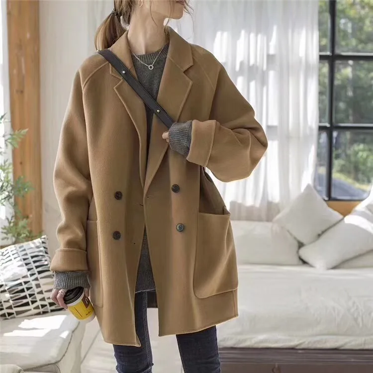 

2022 New Fashion Coats for Women Mid-length Lapel Coat Ladi's Early Spring Coat Retro Loose Korean Style Coat