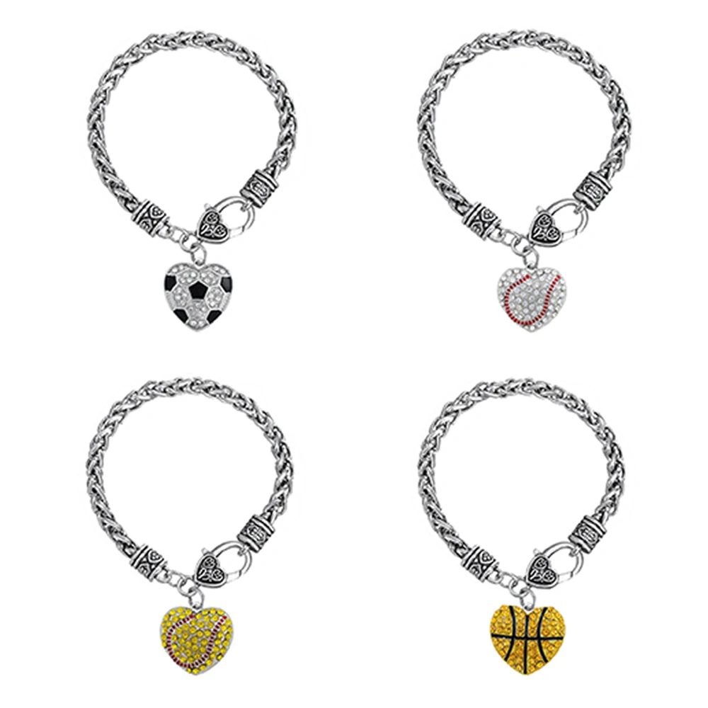

My Shape Basketball Soccer Bracelets for Men Football Tennis Sports Ball Pendants Bangle Women Crystal Charm Kids Gifts Jewelry
