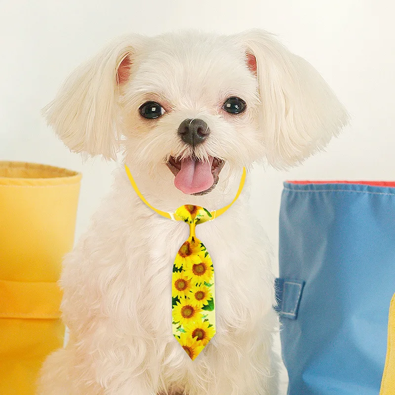 

Sunflower Printing Pet Tie Adjustable Cute Dog Tie Universal Cat Collar Summer Cute Pet Decoration Pet Supplies Dog Accessories